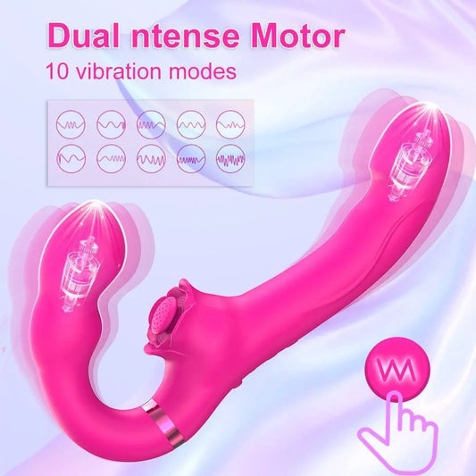 Strapless Strap-On G-Spot Dildo Vibrator with Flapping & Remote Control