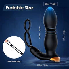 Bluetooth Control Thrusting Prostate Massager With Dual Cock Ring