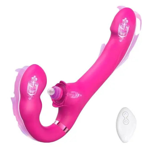 Strapless Strap-On G-Spot Dildo Vibrator with Flapping & Remote Control