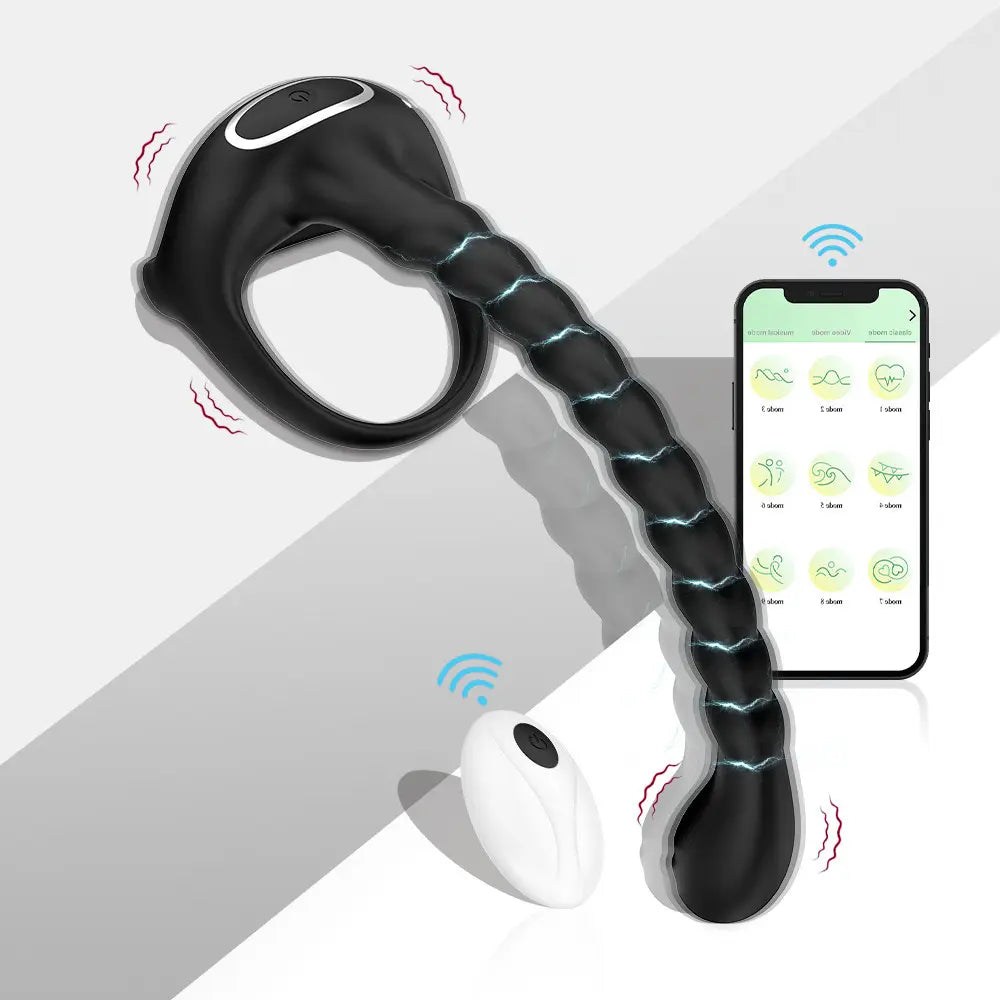 App Control 10 Vibration Penis Ring Vibrator with Butt Plug