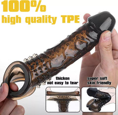 Black Penis Sleeve Cock Ring Enhance Longer & Girth