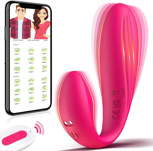 Vibromasseur clitoridien portable en forme de U contrôlé par application