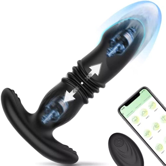 Vibrateur anal vibrant contrôlé par application avec poussée 