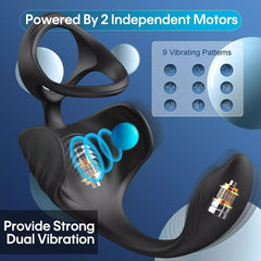 Bluetooth APP Control Vibrating Cock Ring with Anal Plug