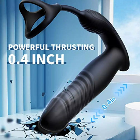 App Controlled Thrusting Anal Vibrator with Penis Ring