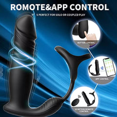 App Controlled Thrusting Anal Vibrator with Penis Ring