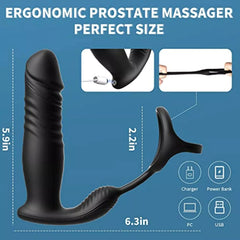 App Controlled Thrusting Anal Vibrator with Penis Ring