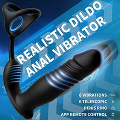 App Controlled Thrusting Anal Vibrator with Penis Ring