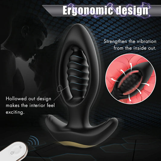 Plug anal vibrateur anal de conception creuse avec rotation