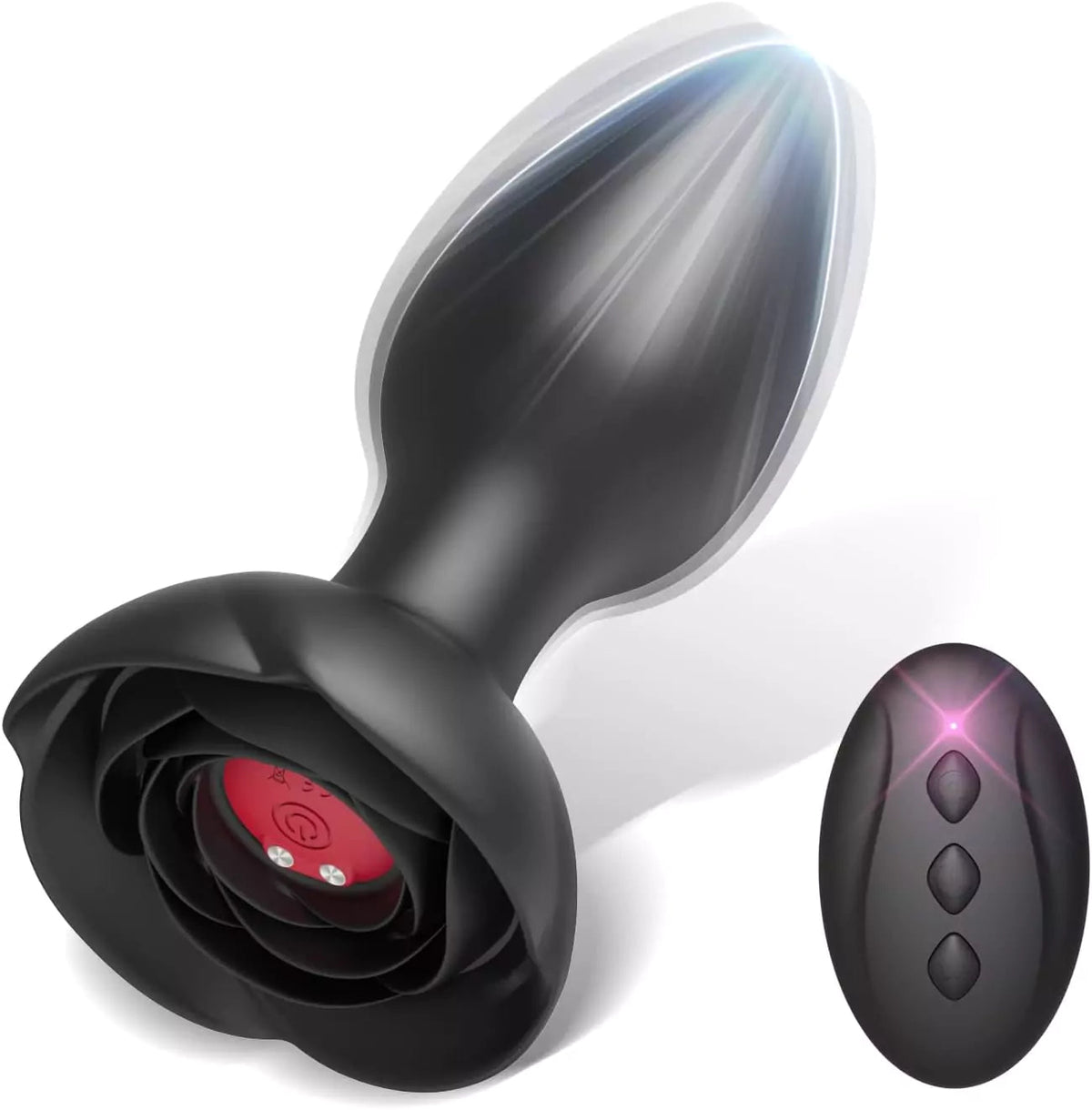 Vibrating Butt Plug with Rose Base Remote Control