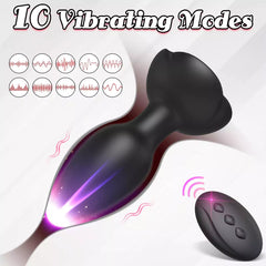 Vibrating Butt Plug with Rose Base Remote Control