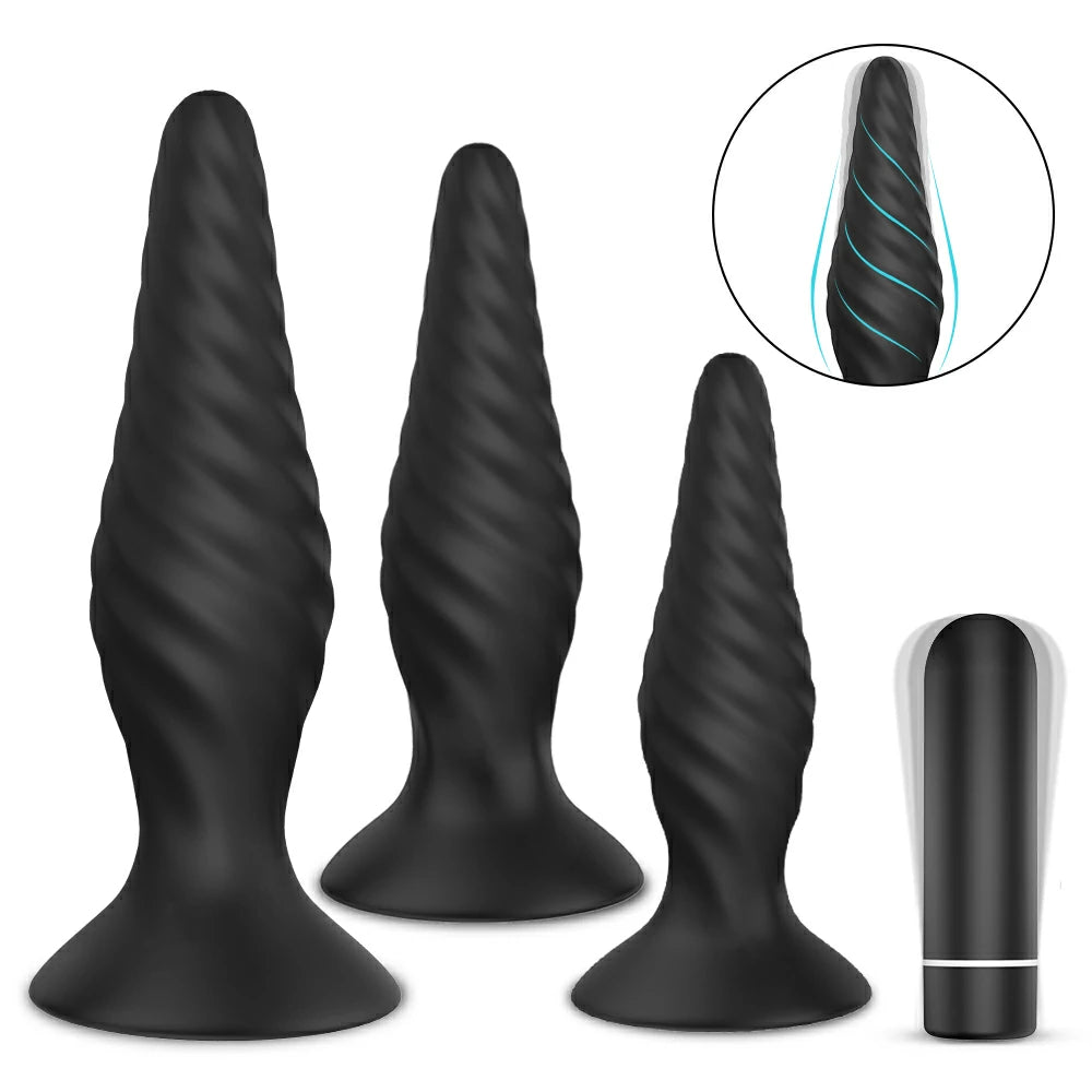 Remote 3PCS Vibration Training Kit Anal Butt Plug