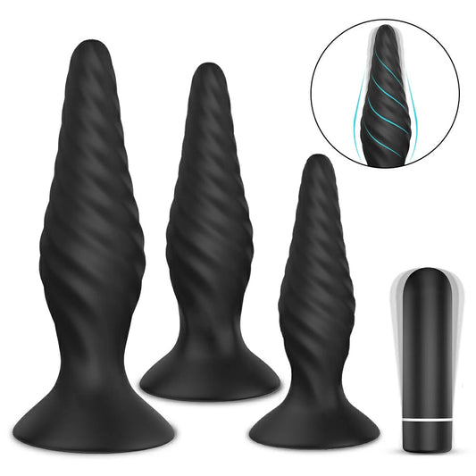 Remote 3PCS Vibration Training Kit Anal Butt Plug