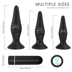 Remote 3PCS Vibration Training Kit Anal Butt Plug