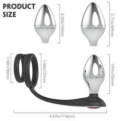 3Pcs Anal Trainer Butt Plug With Dual Cock Ring In 3 Sizes