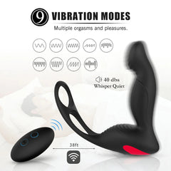 Vibrating Prostate Massager with Cock Ring Remote Control