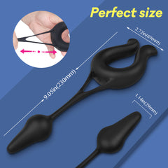 2 In 1 Vibrating Penis Ring With Anal Butt Plug