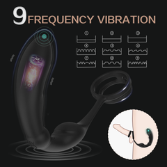 Vibrating Prostate Massager With 9 Modes & Dual Penis Ring with Remote