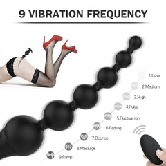 9 Vibration Anal Vibrator with Beads & Remote Control