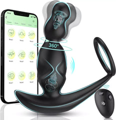 APP Control 360° Rotating Prostate Massager With Anal Plug Beads