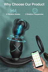 APP Control 360° Rotating Prostate Massager With Anal Plug Beads