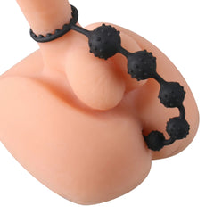 Tongue Sensation Multi-Dot Stimulation Flexible Butt Beads with Cock Ring