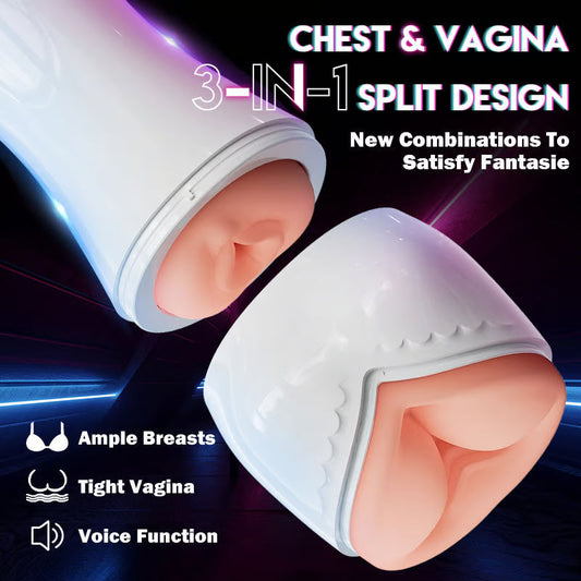 Allure 3 IN 1 Split Design 5 Sucking 7 Vibrating Vocable Automatic Masturbation Cup