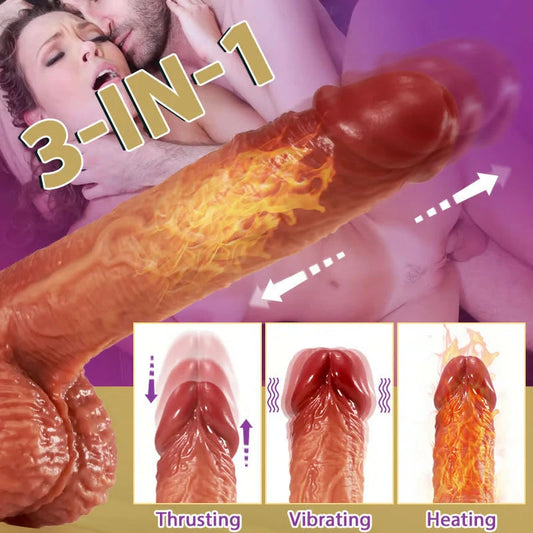 SINGER 3 IN 1 Realistic Non-Sticky Blush Heating 9inch Dildo