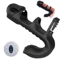 Dual Motor 7 Vibrating Penis Sleeve and Cock Ring Vibrator 2-in-1 Adult Toy