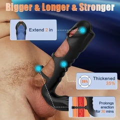 Dual Motor 7 Vibrating Penis Sleeve and Cock Ring Vibrator 2-in-1 Adult Toy