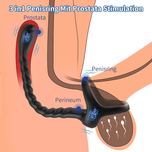 App Control 10 Vibration Penis Ring Vibrator with Butt Plug