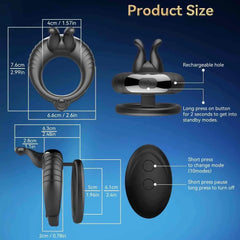 Silicone Penis Ring Remote Control Vibrators with 10 Vibration Modes