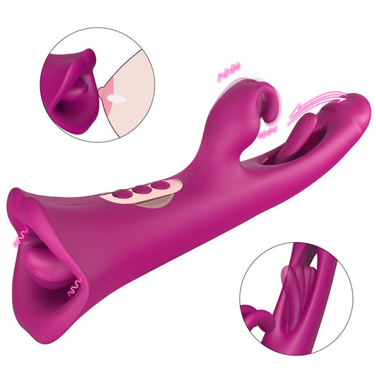 Sophia Clit Nipple Anal Stimulation Rabbit Licking Vibrating Flapping 4 IN 1 Stimulator