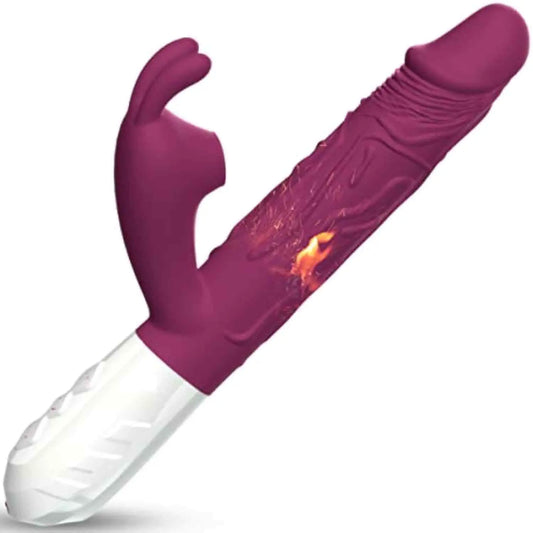 Heating Realistic Rabbit Vibrator Dildo for Women Vaginal with Clitoral Suction