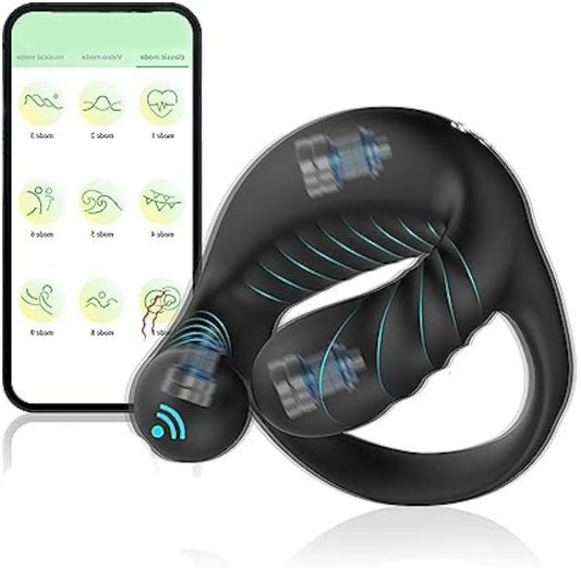 App Control Open Triangular Vibrating Penis Ring Delay Lock Ring with 9 Vibration Modes