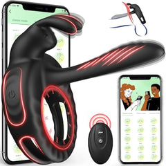 Vibrating Cock Ring with APP Penis Sleeve Girth Enhancer with Bunny