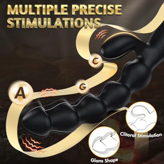 Perles anales masseur de prostate lapin 8" avec 7 vibrations 