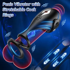 APP Remote Control Adjustable Penis Vibrator Trainer Stimulator with Penis Rings