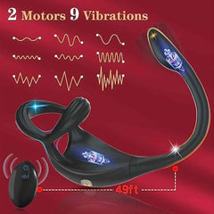 App Controlled Vibrating Cock Ring Taint Stimulator with Plug