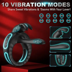 Vibrating Cock Ring with APP Penis Sleeve Girth Enhancer with Bunny