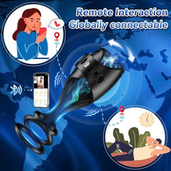 APP Remote Control Adjustable Penis Vibrator Trainer Stimulator with Penis Rings